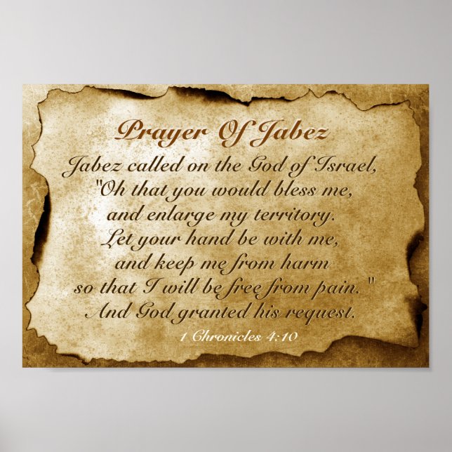 Poster Prière de Jabez 1 Chroniques 4:10, Bible Verse (Devant)