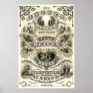 Poster PRIÈRE DE L'Éternel comme enseigné par Jésus 1876