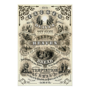 Poster PRIÈRE DE L'Éternel comme enseigné par Jésus 1876