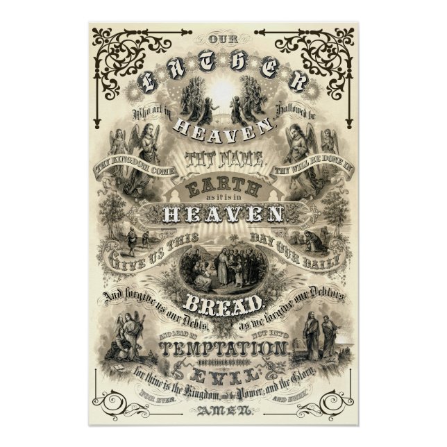 Poster PRIÈRE DE L'Éternel comme enseigné par Jésus 1876 (Devant)