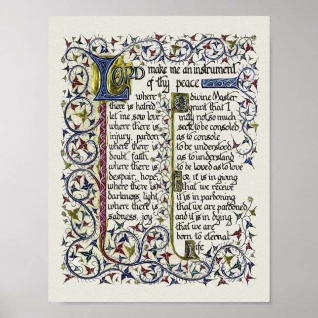 Poster Prière de paix de saint François d'Assise (Devant)