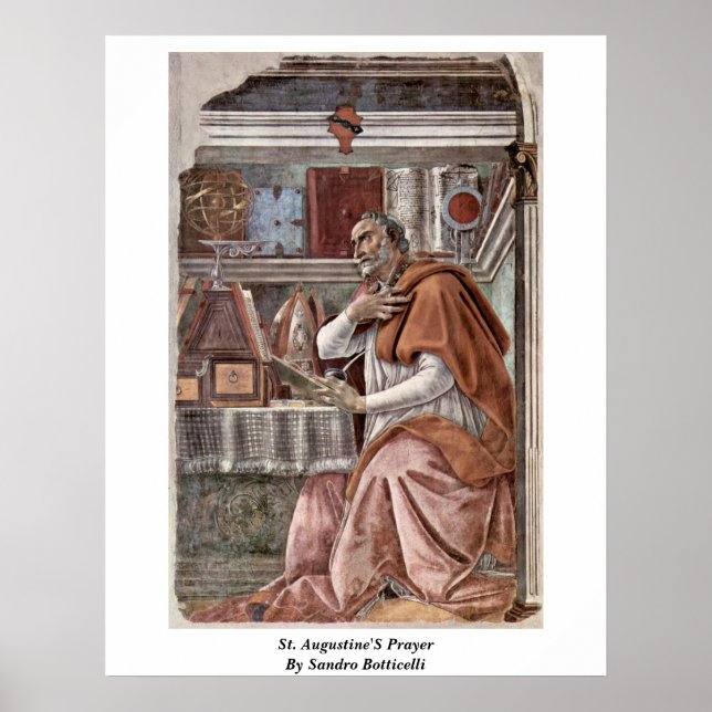 Poster Prière De Saint Augustin Par Sandro Botticelli (Devant)
