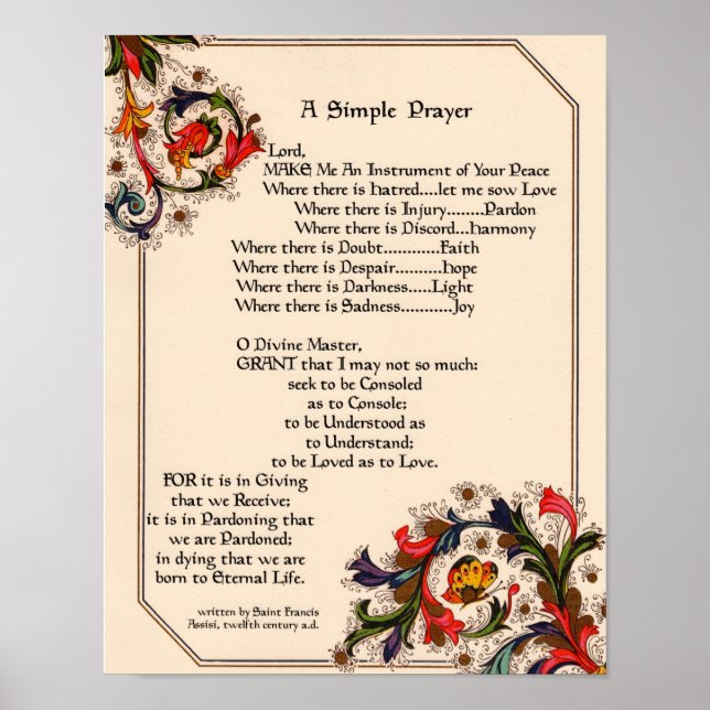 Poster Prière de Saint François d'Assise 15:17 Paris (Devant)