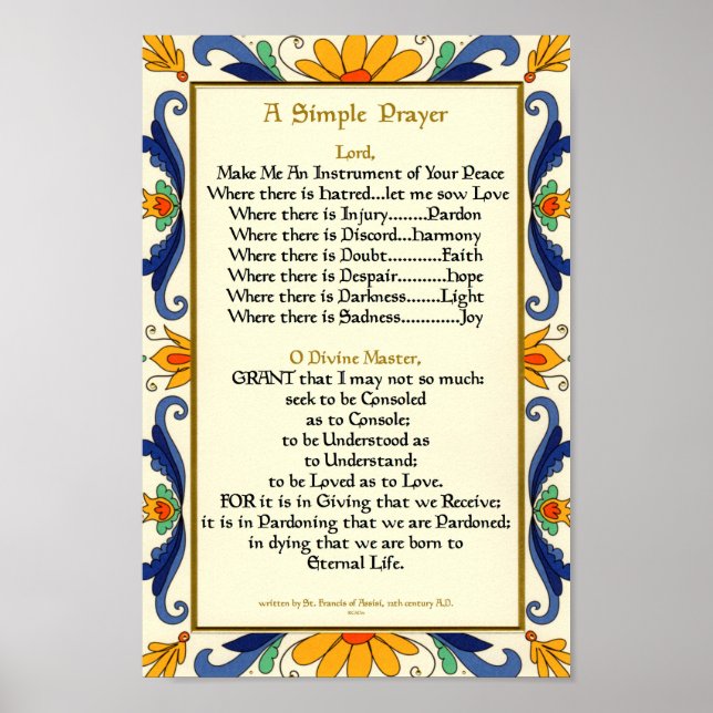 Poster Prière de Saint François d'Assise 15:17 Paris (Devant)