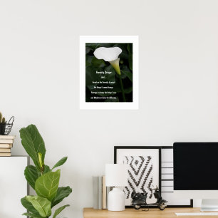 Poster Prière de sérénité Blanc Calla Lily Floral
