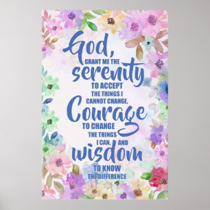 Poster Prière de sérénité Poésie florale
