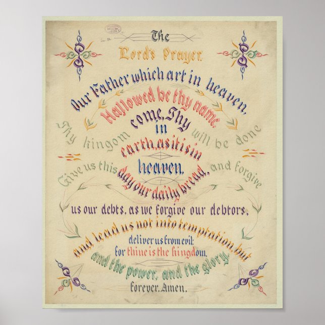 Poster Prière du Seigneur Calligraphique Flouris géométri (Devant)