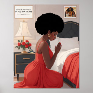 Poster Prière Mère 11" X 14" Rouge-Orange Riche Impressio