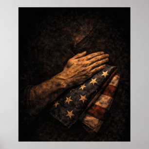 Poster Prière Patriotique Vintage 