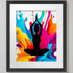 Poster Prière Pose Yoga femme cheveux bouclés Couleur spi
