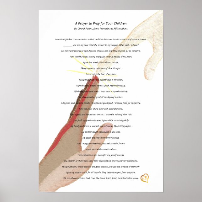 Poster Prière pour vos enfants par Cheryl Paton (Devant)