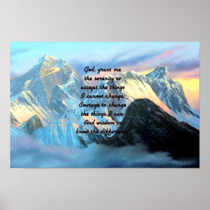 Poster Prière Sérénité Avec Vue Panoramique Mont Everest