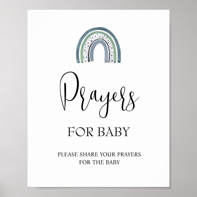 Poster Prières arc-en-ciel pour le signe Baby shower (Devant)