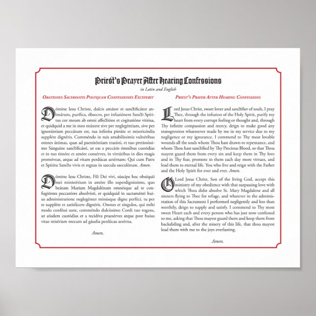 Poster Prières du prêtre après la confession (Devant)