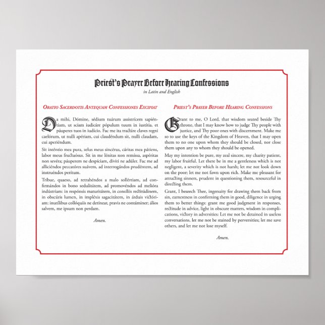Poster Prières du prêtre avant la confession (Devant)