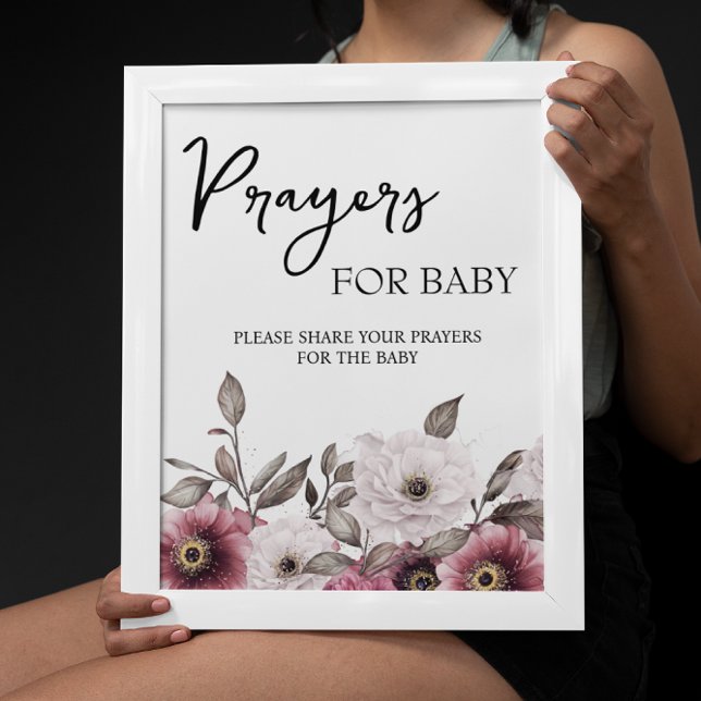 Poster Prières florales de blanc et de prune pour bébé (Créateur téléchargé)