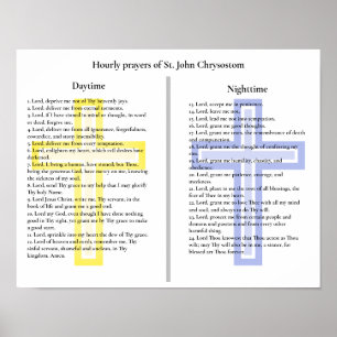 Poster Prières horaires de St. John Chrysostom