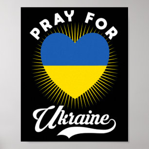 Poster Priez pour l'Ukraine Drapeau ukrainien Soutien Je