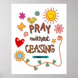 Poster Priez Sans Cesser Bible Verse Art