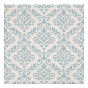 Poster Prima Damask Big Ptn Blue sur crème