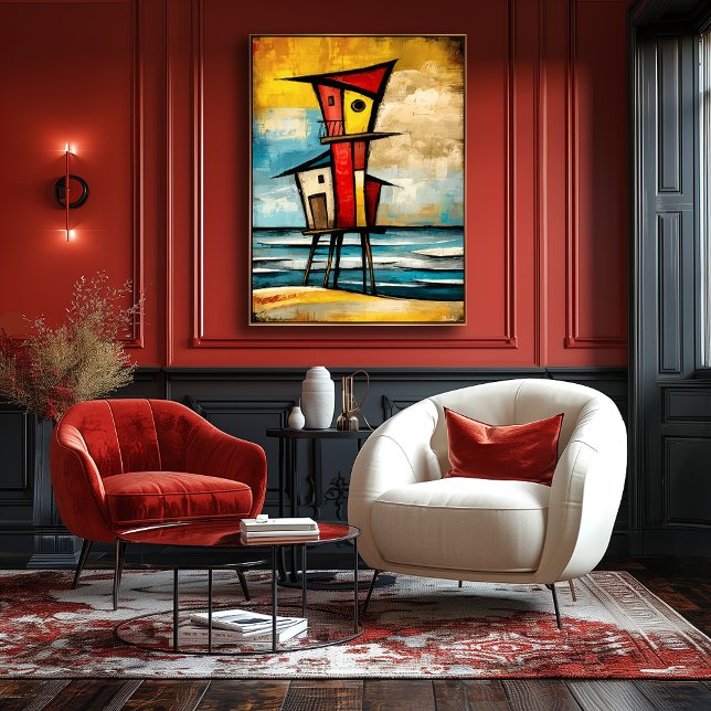 Poster Primal Watch — Abstract Expressionist Beach Tower (Créateur téléchargé)