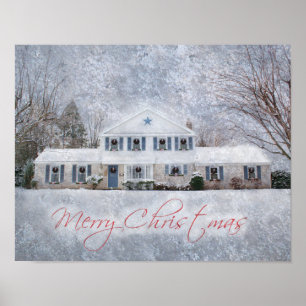 Poster Primitive Winter Snow Country Rustic Open House