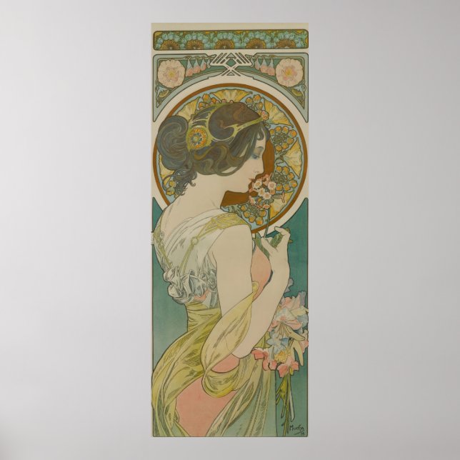 Poster Primrose par Alphonse Mucha (Devant)