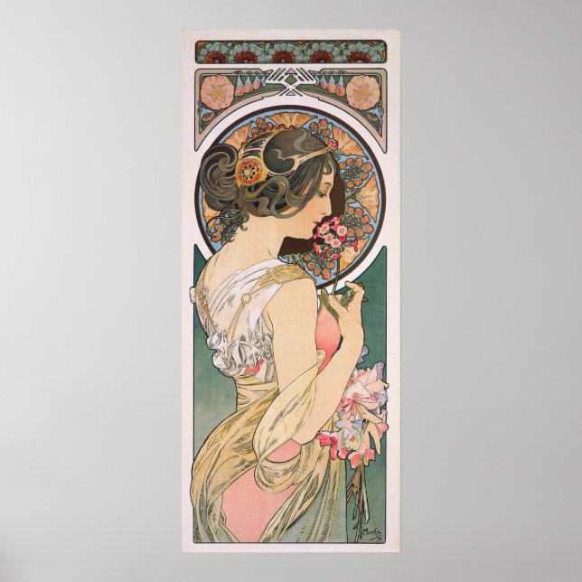Poster Primrose par Alphonse Mucha - Art Nouveau Vintage (Devant)