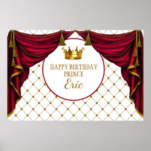 Poster Prince Backdrop, Prince Party Rouge et or