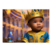 Prince bébé garçon or palais couronne bleu ethniqu