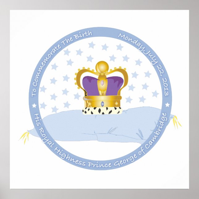 Poster Prince George de Cambridge Coussin et Couronne (Devant)