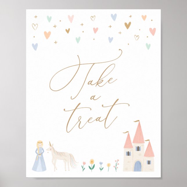 Poster Princess Birthday Party Prenez une plaque de la ta (Devant)