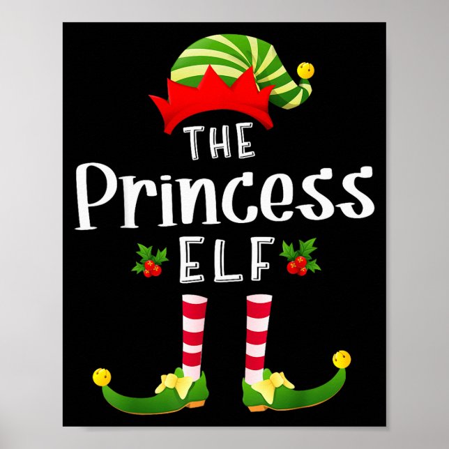 Poster Princess Christmas Elf Matching Pajama X-mas Party (Devant)