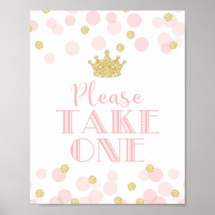 Poster Princess Pink Gold Baby shower Prenez un signe de 