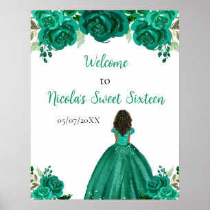 Poster Princesse à la peau foncée Bienvenue à la Sweet Si