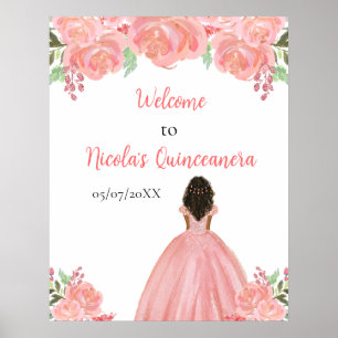 Poster Princesse à la peau foncée Quinceanera Bienvenue R