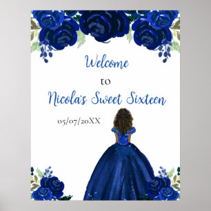 Poster Princesse à peau foncée Bienvenue au Sweet Sixteen