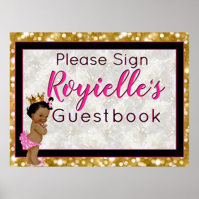 Poster Princesse africaine|Livre d'or à paillettes rose/n (Devant)