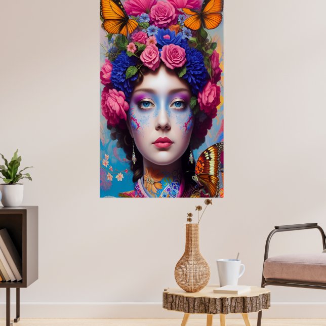 Poster princesse aux cheveux floraux (Salon 3)