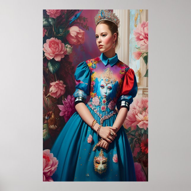 Poster Princesse avec couronne d'argent (Devant)