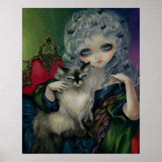 Poster Princesse avec un chat Ragdoll ART IMPRIMER rococo