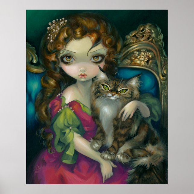 Poster Princesse avec un manteau Maine Coon ART IMPRIMER  (Devant)
