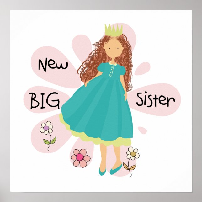 Poster Princesse Big Soeur Cheveux Brown (Devant)