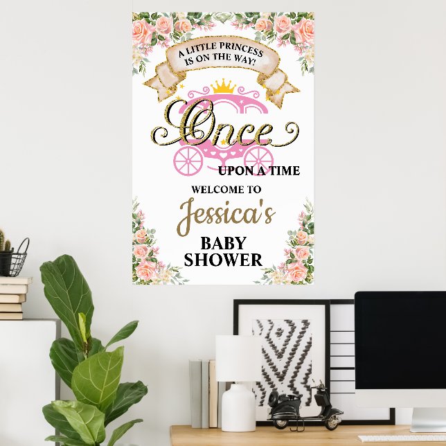 Poster Princesse Carriage Une Fois Sur Une Fille Temps Bé (Bureau à domicile)