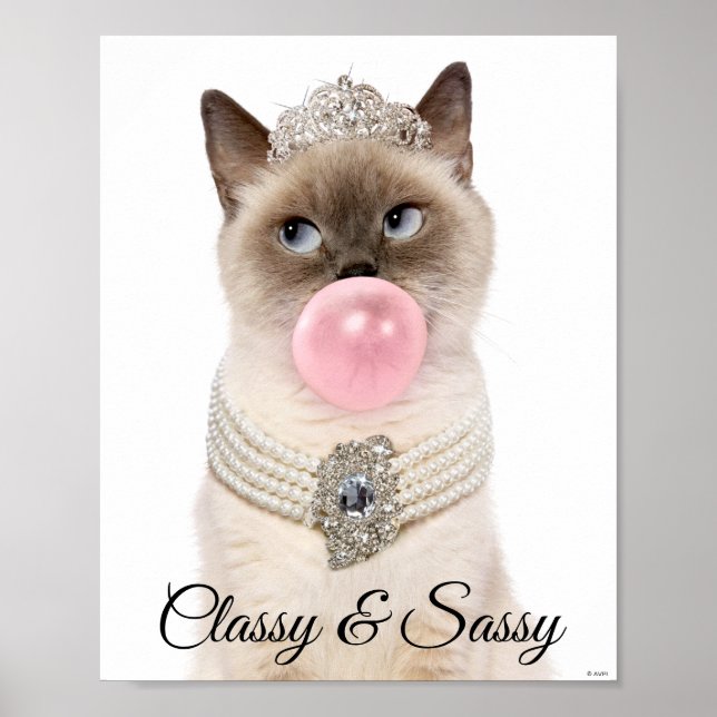Poster Princesse Chat soufflant de bulle gomme (Devant)