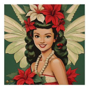 Poster Princesse de Noël Tropical Rétro 50s
