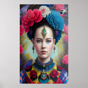 Poster princesse élégante avec tenue écossaise
