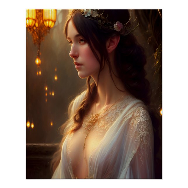 Poster Princesse elfe en dentelle blanche (Devant)