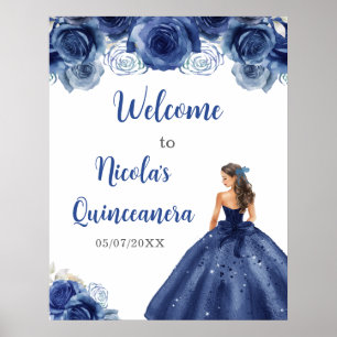 Poster Princesse en bleu marine Robe Quinceanera Bienvenu