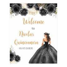 Princesse en Robe Noire Quinceanera Bienvenue